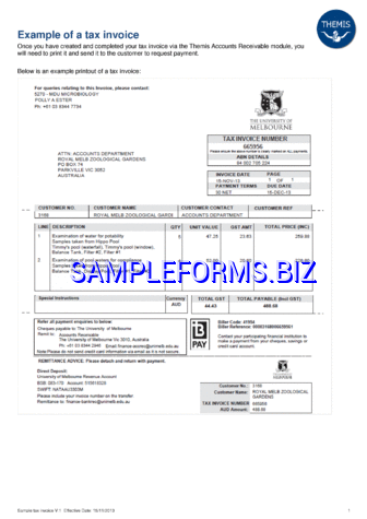 Example of a tax Invoice